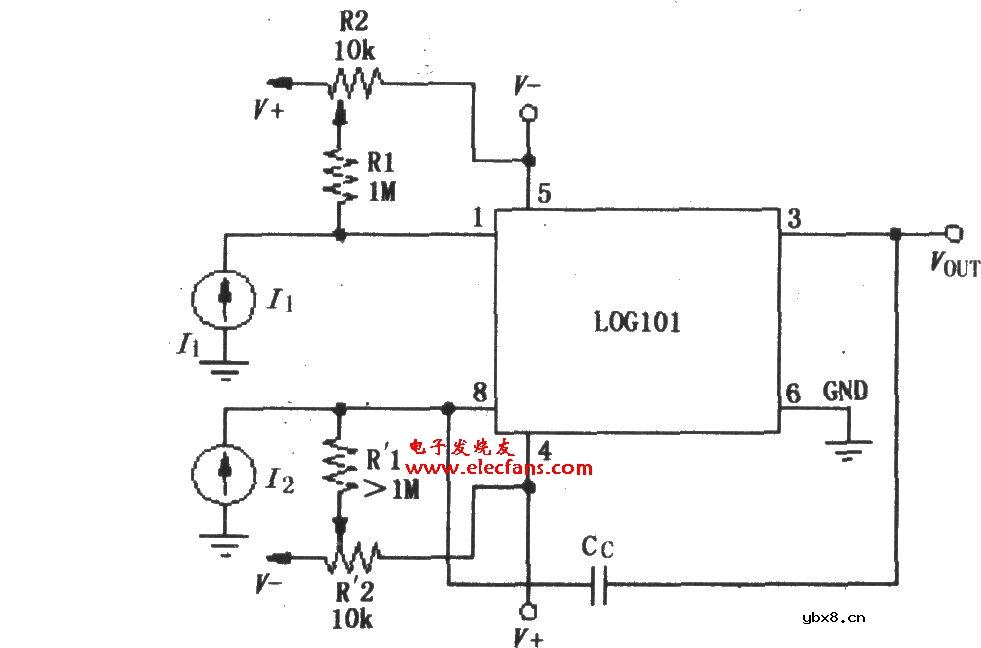 对数和对数比率放大器LOG101／104的偏流调零电路