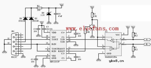 RS232转RS485电路图