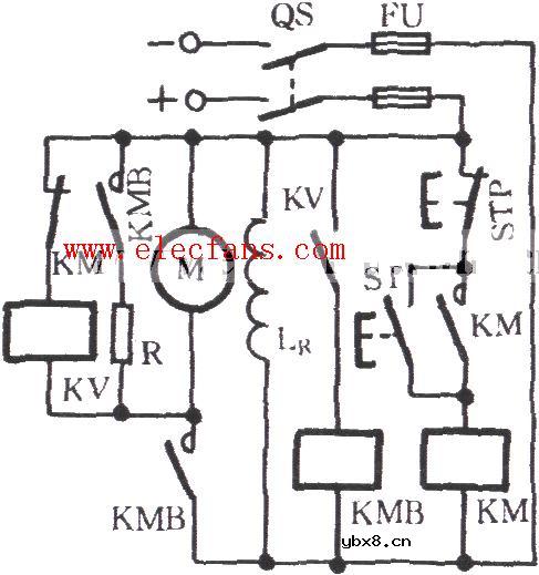 直流电动机能耗制动电路图