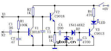 简单晶振测试仪电路图