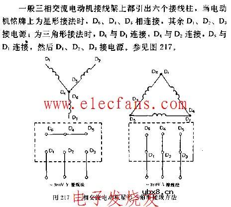 三相交流电动机星形三角形接线方法电路图 三相交流电动机星形三角形接线方法电路图