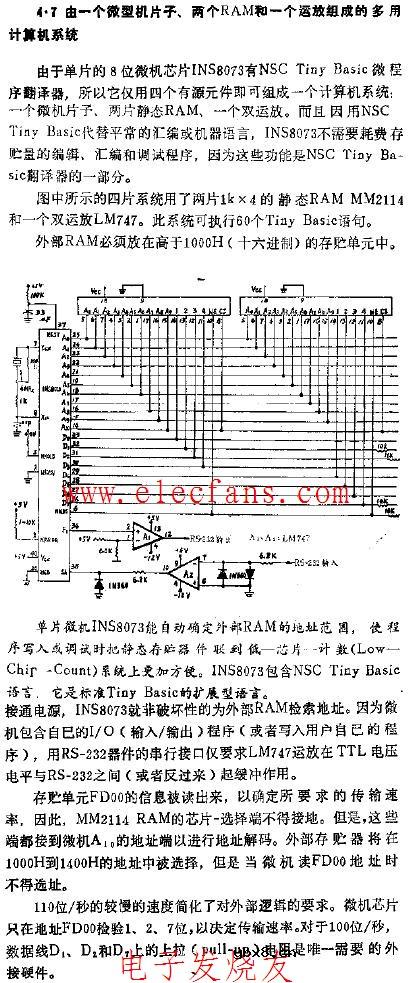 由一个微型机片子两个RAM和一个运放组成的多用计算机系统