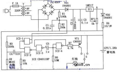 自动应急灯电路图