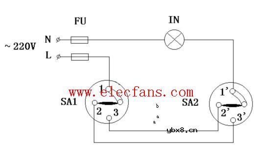 双联双控开关电路图