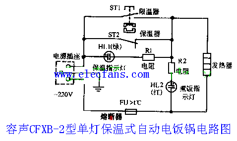 容声单双灯保温式电饭锅电路图CFXB 容声单双灯保温式电饭锅电路图CFXB