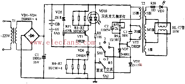 自动应急灯电路图