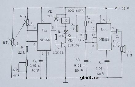 超温控制电路 旁热式PTC断水电路