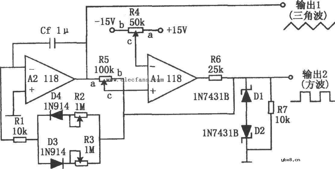 555方波三角波发生器 产生器电路图