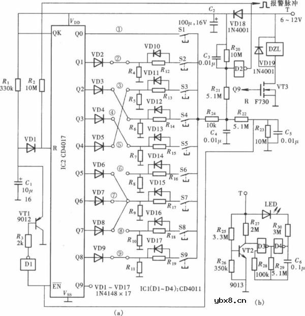 电子密码锁电路图 电子密码锁电路图