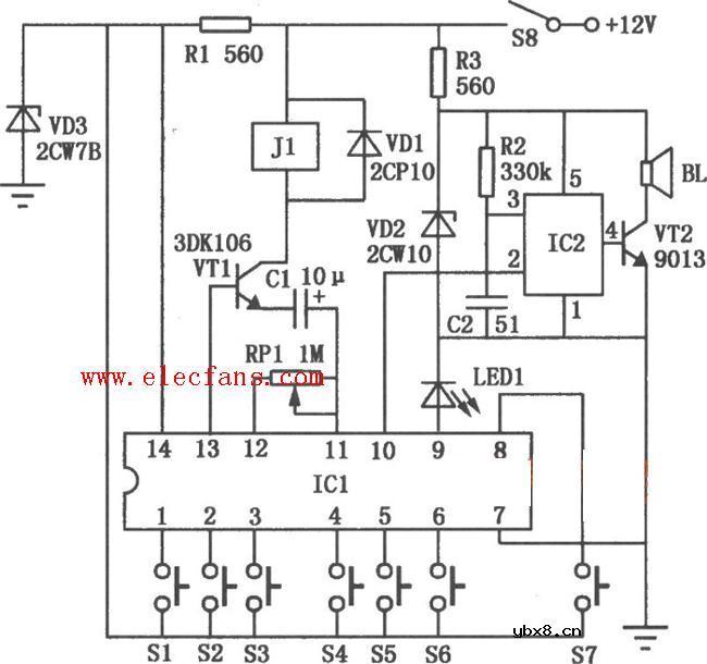 电子密码锁电路图 电子密码锁电路图