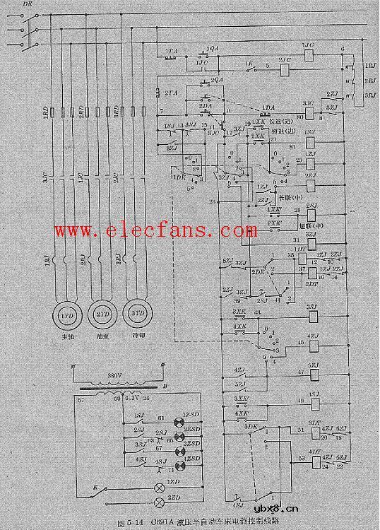 液压半自动车床电器控制线路图C591A型
