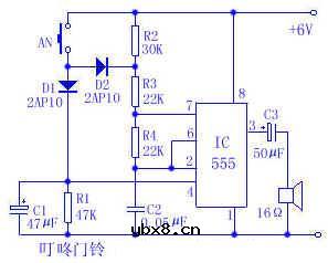 555音乐门铃电路