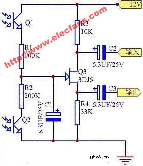 光控电子电位器电路