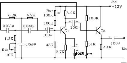 双T网络RC正弦波振荡器