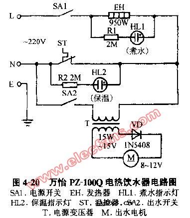 万怡PZ-100Q电热饮水器电路图
