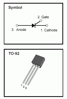 各种不同封装形式的单双向可控硅引脚图