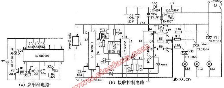 采用NB9017 NB9211红外线遥控照明灯电路图 采用NB9017 NB9211红外线遥控照明灯电路图