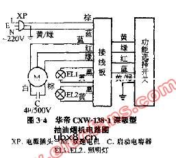 华帝CXW-138A-1深吸型抽油烟机电路图