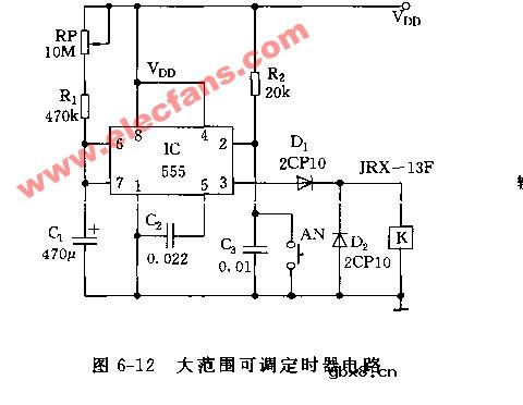 大范围可调定时器电路图