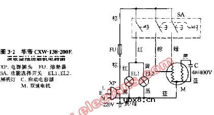 华帝CXW-138-200E深吸型抽油烟机电路图