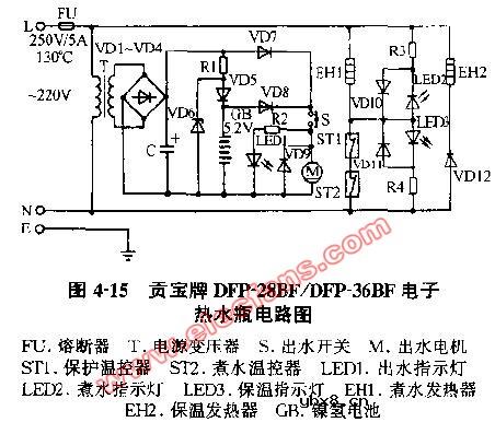 贡宝牌DFP-28BF DFP-36BF电子电热水瓶电路图