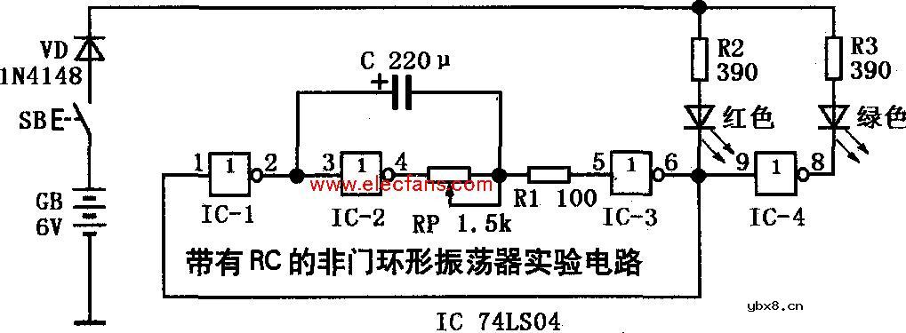 带有RC的非门环形振荡器电路