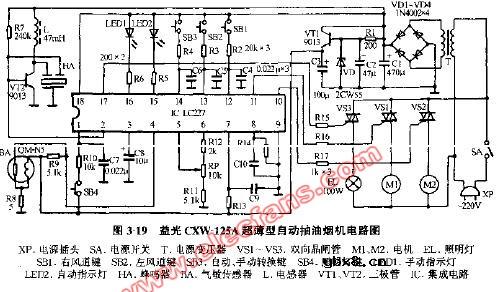 益光CXW-125A超薄型自动抽油烟机电路图 益光CXW-125A超薄型自动抽油烟机电路图
