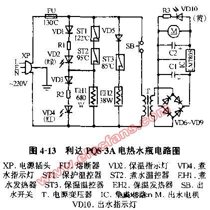 利达PQS-3A电热水瓶电路图 利达PQS-3A电热水瓶电路图