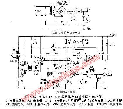 怡豪CJP-150B深吸型自动抽油烟机电路图