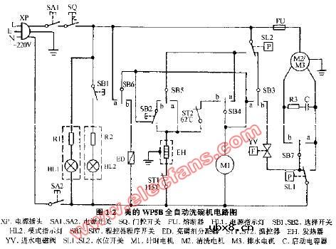 美的WP5B全自动洗碗机电路图