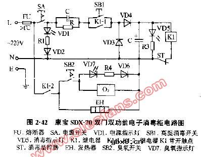 康宝SDX-70双门双功能电子消毒柜电路图