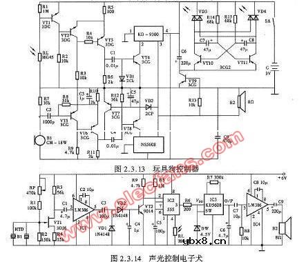 声光控制电子犬电路图