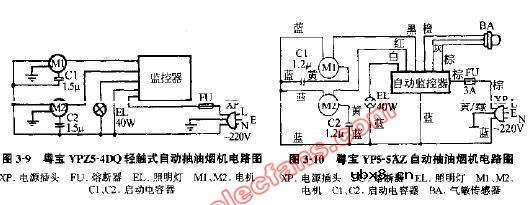 粤宝YPZ5-4DQ轻触式自动抽油烟机电路图