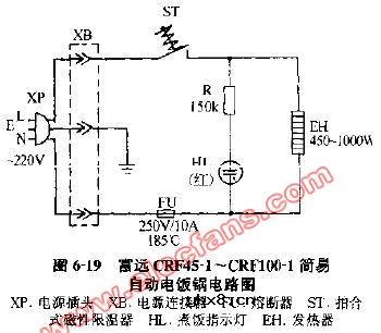 富远CRF45 CRF100简易自动电饭锅电路图 富远CRF45 CRF100简易自动电饭锅电路图