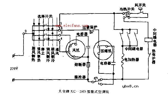 太仓牌KC-28D型窗式空调机电路图