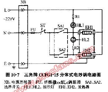 三角牌CCFG型分体式电炒锅电路图 三角牌CCFG型分体式电炒锅电路图