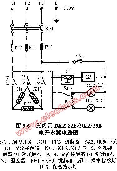 三桁瓦DKZ-12B DKZ-15B电开水器电路图