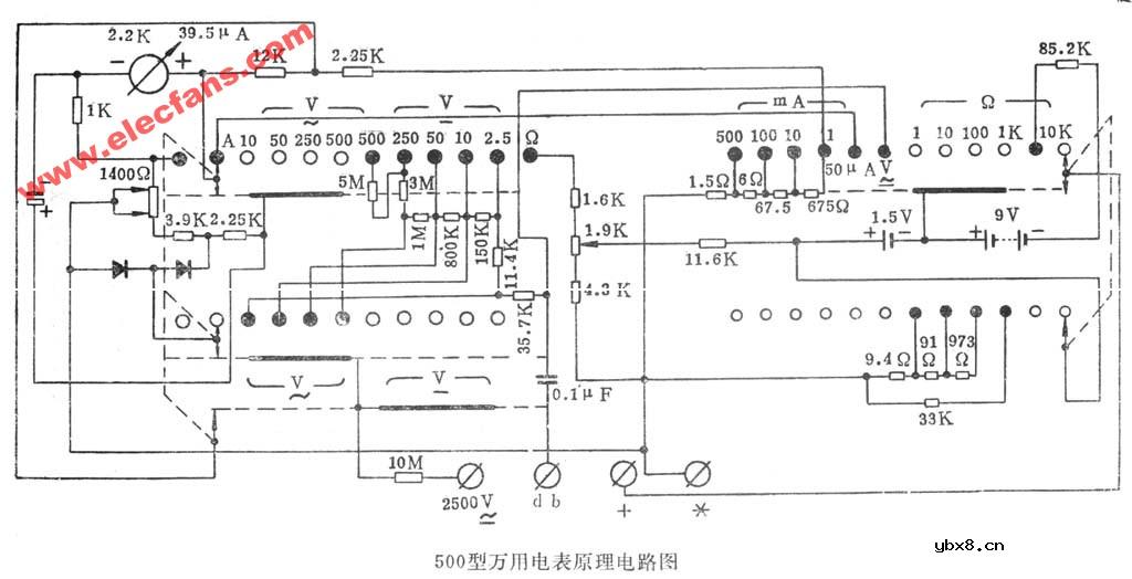 500型万用表原理图
