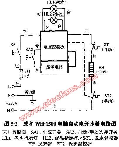 威和WH-1500电脑自动电开水器电路图