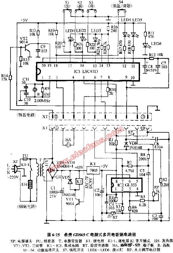 希贵GDS65电脑式多用电饭锅电路图