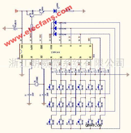 红外遥控器芯片LW9148A的应用电路 红外遥控器芯片LW9148A的应用电路