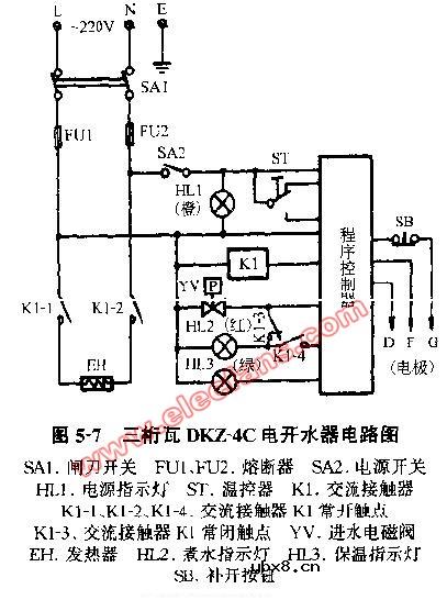 三桁瓦DKZ-4C电开水器电路图