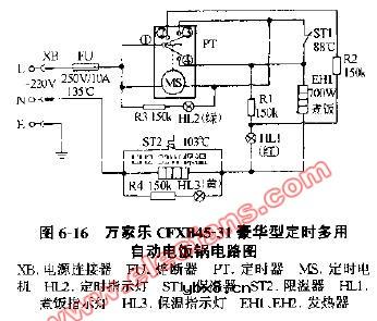 万家乐CFXB45豪华型定时多用自动电饭锅电路图 万家乐CFXB45豪华型定时多用自动电饭锅电路图