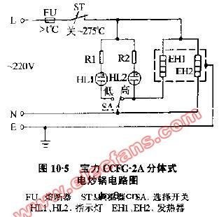 宝力牌分体式电炒锅电路图 宝力牌分体式电炒锅电路图