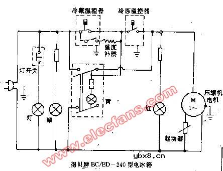 得贝牌BC/BD-240型电冰箱电路图 得贝牌BC/BD-240型电冰箱电路图