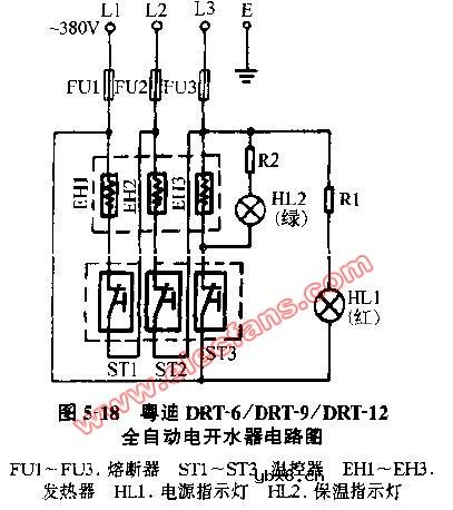 粤迪DRT-6 9 12全自动电开水器电路图 粤迪DRT-6 9 12全自动电开水器电路图