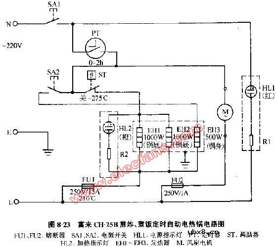 富来CH-25B煎炸煮饭定时自动电热锅电路图 富来CH-25B煎炸煮饭定时自动电热锅电路图