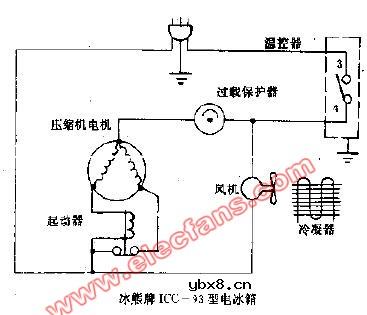 冰熊牌ICC-93型电冰箱电路图