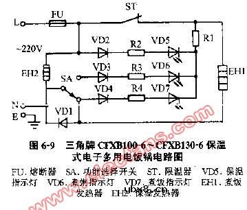三角牌CFXB100 CFXB130保温式电子多用电饭锅电路 三角牌CFXB100 CFXB130保温式电子多用电饭锅电路