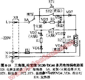 三角牌松宝牌DG30 DG40多用电热锅电路图 三角牌松宝牌DG30 DG40多用电热锅电路图